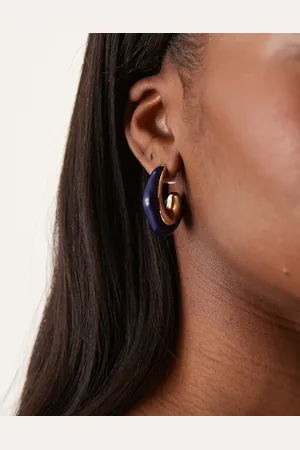 ASOS Hoop earrings with curl design with blue resin detail in tone