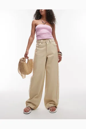 & OTHER STORIES High waist wide denim jeans with fray detail in butter yellow