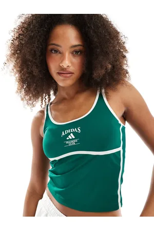 adidas Adidas Training Heritage tank top with integrated low-support bra in collegiate / chalk white