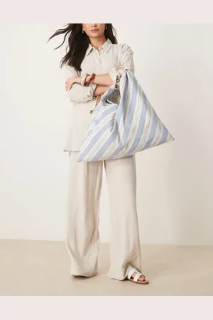 ASOS Stripe trapeze tote bag in