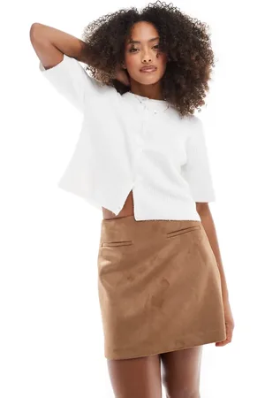 Pimkie Faux suede pocket detail a-line mini skirt in tan