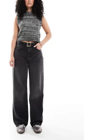 ASOS Hourglass wide leg dad jeans in washed