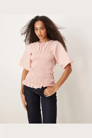ASOS Shirred body top in peach