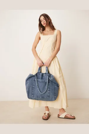 Accessorize Double strap shopper tote bag in washed denim