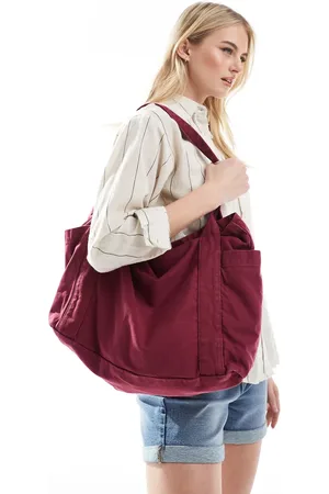 ASOS Heavyweight washed tote bag in burgundy