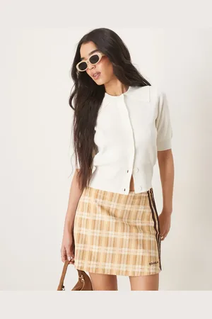 ASOS Knitted structured polo shirt cardigan in cream