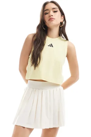 adidas Adidas Training Power 3-stripes boxy tank top in powder