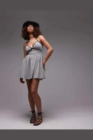Emory Park Gingham halter mini dress in