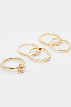 ASOS Pack of 5 rings in fine crystal design