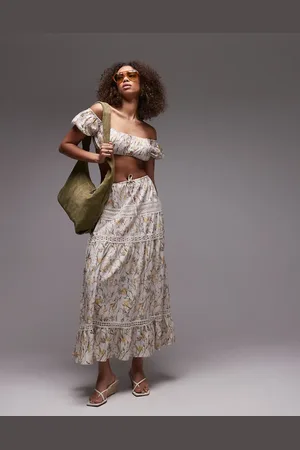 Emory Park Floral tiered boho maxi skirt co-ord in