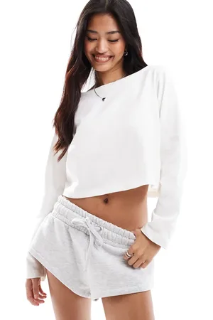 Cotton On Cotton On long sleeve boat neck crop top in porcelain