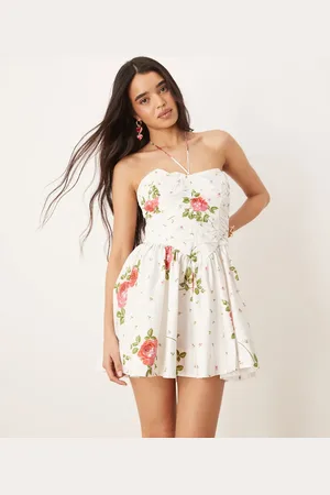 For Love & Lemons Rosebud corset mini dress in white