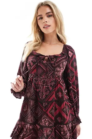 Miss Selfridge Tiered mini dress in paisley floral print
