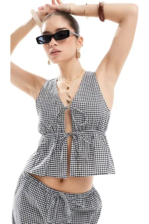 Esmée Esmee Exclusive tie front waistcoat co-ord in black and white gingham