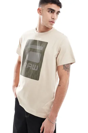 G-Star T-shirt in beige with burger box rain logo