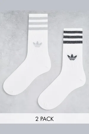 adidas 2 pack glitter mid cut socks in /silver