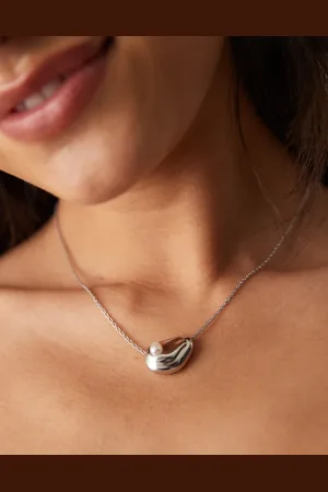 ASOS Necklace with molten faux pearl pendant in tone