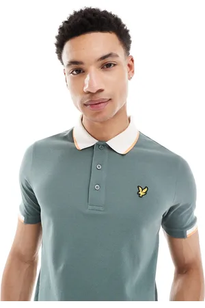 Lyle & Scott Ss polo shirts half tipped polo shirt in x583 green mercurial
