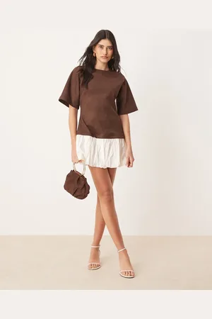 ASOS Suedette t shirt mini dress with bubble hem in