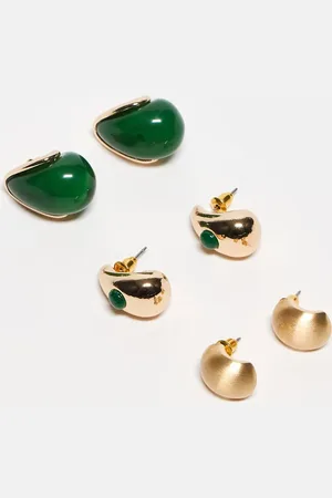 Accessorize 3 pack curve resin earrings in gold