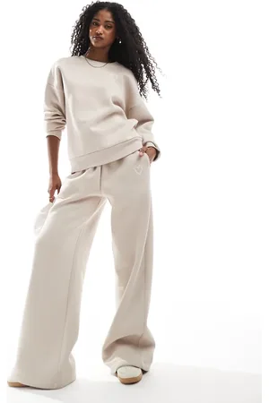 Miss Selfridge Logo puff print cuffed jogger co ord in stone