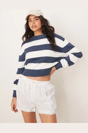 Free People Day to day striped boxer shorts in ivory