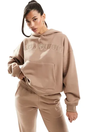 Kaiia Studio logo oversized hoodie co-ord in caramel