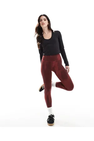 adidas Adidas Training All me graphic 7/8 leggings in preloved ruby / aurora ruby