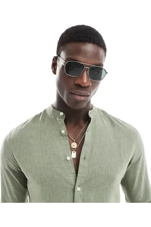ASOS Aviator sunglasses in with green smoke lens