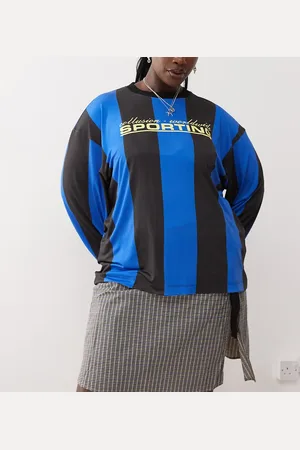 COLLUSION Plus stripe sports football t-shirt