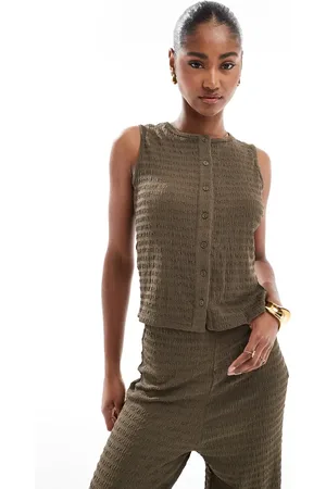 Brave Soul Co-ord textured button down vest in