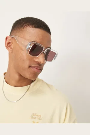 ASOS Chunky square sunglasses with crystal frame and burgundy lens