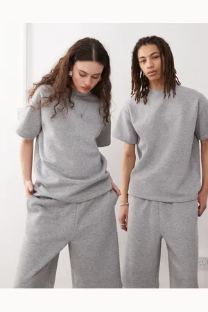 Reclaimed Unisex jersey sweat t-shirt co-ord in marl