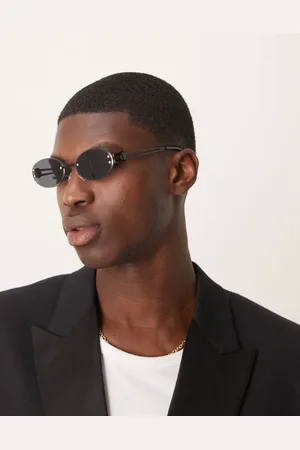ASOS Oval rimless sunglasses with smoke lenses and black temples