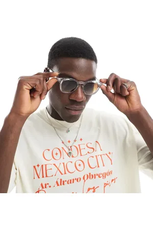 ASOS Round sunglasses with crystal frame with brown ombre lens