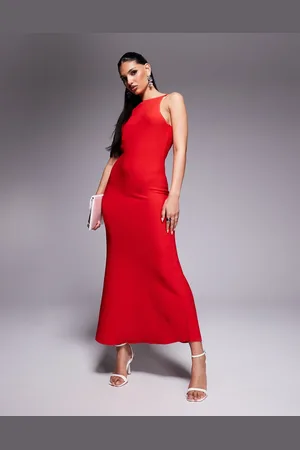 ASOS Knitted compact strappy midaxi dress in