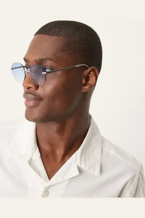 ASOS Round rimless sunglasses with blue ombre lenses and temples