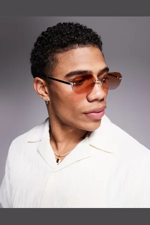 ASOS Hexagon rimless sunglasses with brown to pink ombre lens and temples
