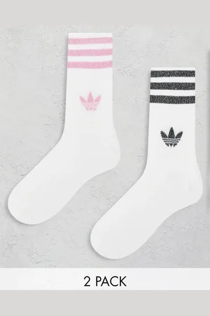 adidas Trefoil 2 pack mid cut socks in