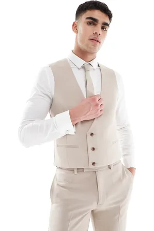 ASOS Skinny suit waistcoat in taupe slub texture