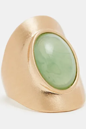 ASOS ASOS DESIGN Curve long ring with faux sage stone set in brushed