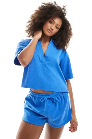 Cotton On Cotton On ribbed beach polo top in tranquil