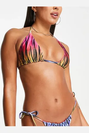 ASOS Reversible triangle bikini top in abstract ombre print