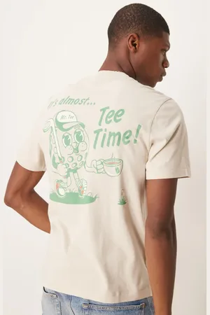Abercrombie & Fitch Tea time graphic back print t-shirt in beige