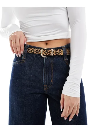 ASOS Leather waist and hip tiger print belt with oval buckle