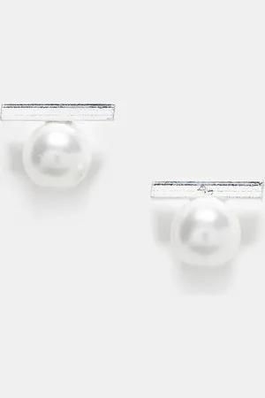 Kingsley Ryan Bar and pearl stud earrings in sterling