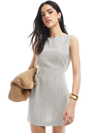 ASOS Linen blend seam detail mini dress