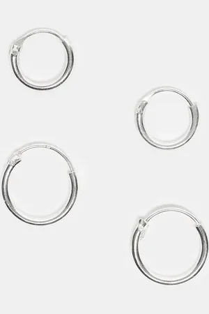 Kingsley Ryan Pack of 2 10 and 12mm hoop earrings in sterling