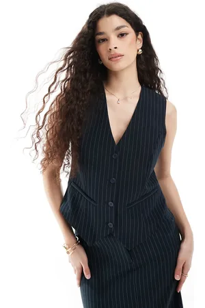 Pieces® Tailored waistcoat co-ord in pinstripe