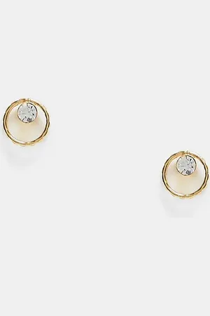 Kingsley Ryan Cutout stud earring with gem in plated